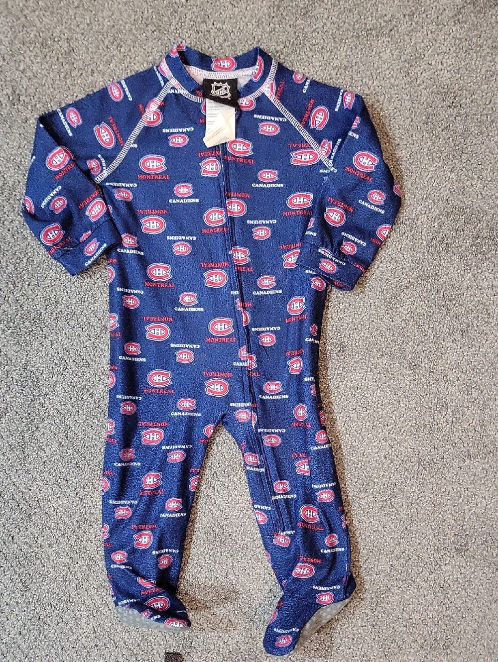 NHL Montreal Canadiens Navy Red Baby Footed One-Piece 12m